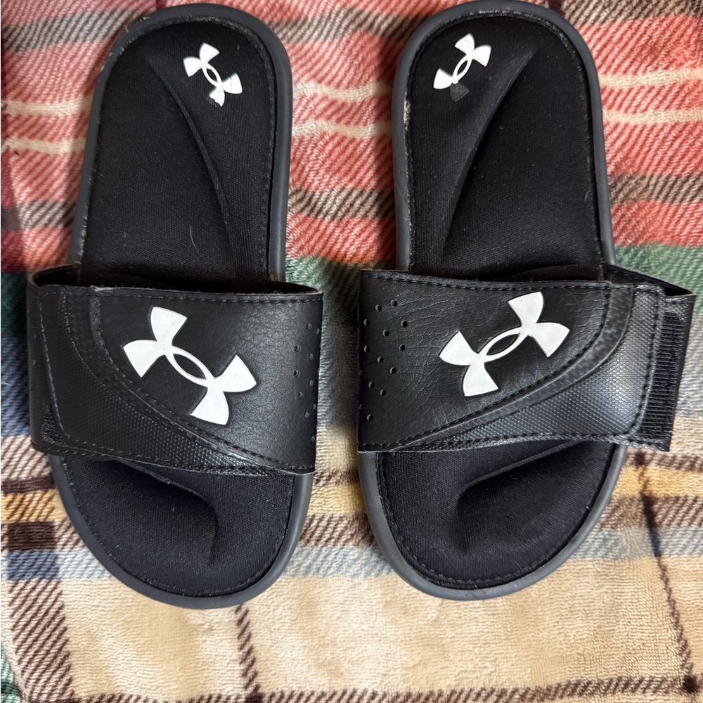 Under Armour Black Kids' Slide Sandals with White Logo